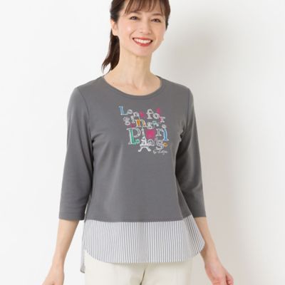 ＜LOBJIE (Women)＞Ｐａｒｉｓ刺繍　カットソー（１２１２３４３４）