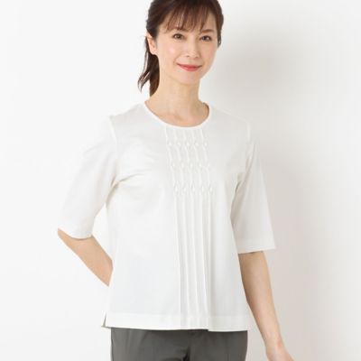 LOBJIE (Women)/ロブジェ シルケットスムース　タックデザインＴシャツ（１２１２３４３５）
