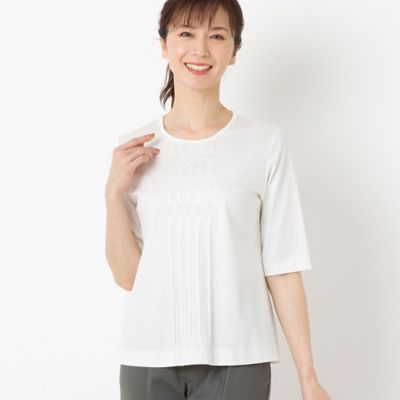 シルケットスムース　タックデザインＴシャツ（１２１２３４３５）