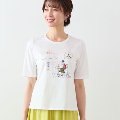 Ｌｏｂｉｎ刺繍　Ｔシャツ（カフェ）（１２１２３４４２）