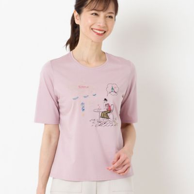 Ｌｏｂｉｎ刺繍　Ｔシャツ（カフェ）（１２１２３４４２）