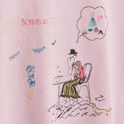 Ｌｏｂｉｎ刺繍　Ｔシャツ（カフェ）（１２１２３４４２）