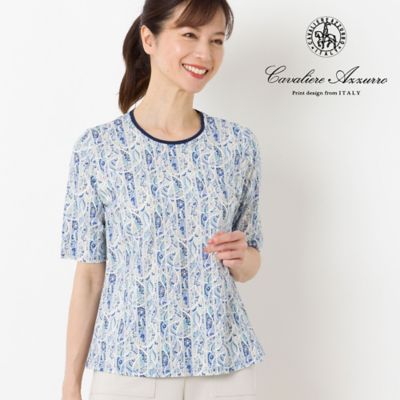 〔カバリエレ・アズーロ〕フラワーストライプＴシャツ（１２１２３４４３）