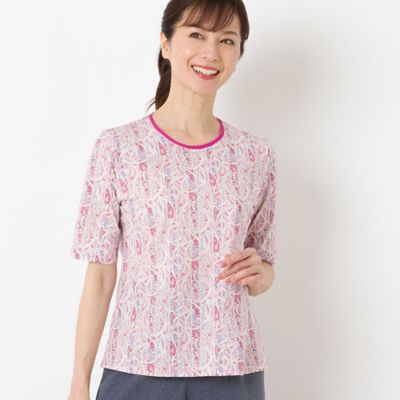 〔カバリエレ・アズーロ〕フラワーストライプＴシャツ（１２１２３４４３）