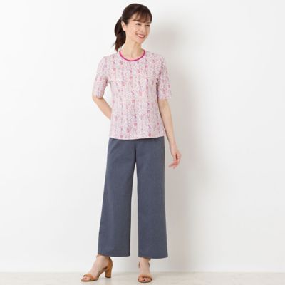 〔カバリエレ・アズーロ〕フラワーストライプＴシャツ（１２１２３４４３）