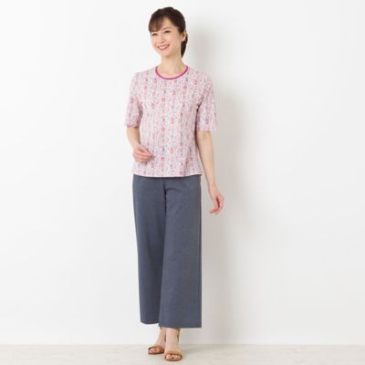 〔カバリエレ・アズーロ〕フラワーストライプＴシャツ（１２１２３４４３）