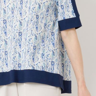 〔カバリエレ・アズーロ〕フラワーストライプ　フレアＴシャツ（１２１２３４４４）