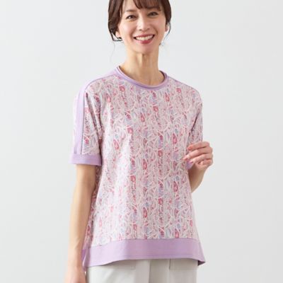 〔カバリエレ・アズーロ〕フラワーストライプ　フレアＴシャツ（１２１２３４４４）