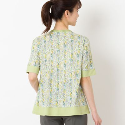 〔カバリエレ・アズーロ〕フラワーストライプ　フレアＴシャツ（１２１２３４４４）