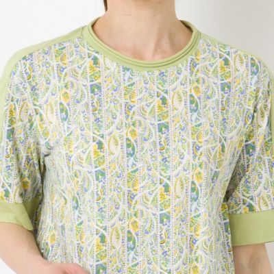 〔カバリエレ・アズーロ〕フラワーストライプ　フレアＴシャツ（１２１２３４４４）