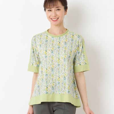 〔カバリエレ・アズーロ〕フラワーストライプ　フレアＴシャツ（１２１２３４４４）