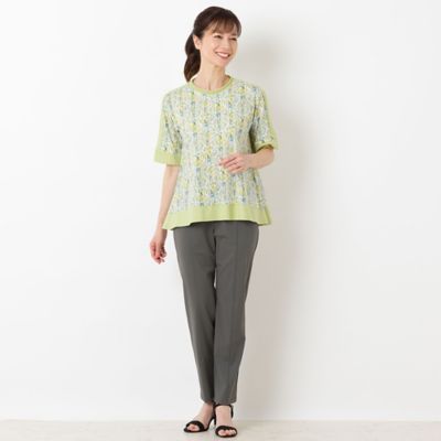 〔カバリエレ・アズーロ〕フラワーストライプ　フレアＴシャツ（１２１２３４４４）