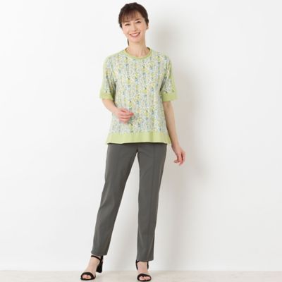 〔カバリエレ・アズーロ〕フラワーストライプ　フレアＴシャツ（１２１２３４４４）