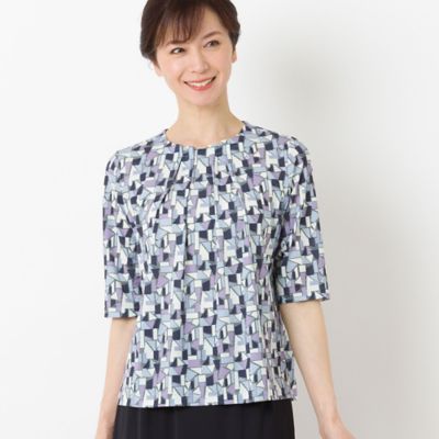＜LOBJIE (Women)＞幾何柄プリントＴシャツ（１２１２３４５２）