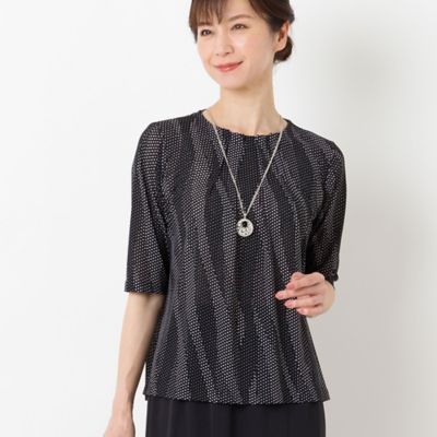 ＜LOBJIE (Women)＞ランダムドットプリントＴシャツ（１２１２３４５３）