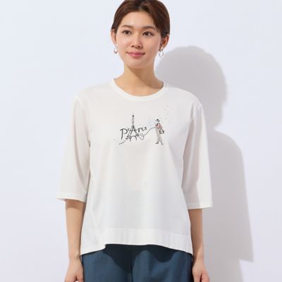 【洗える】Ｌｏｂｉｎ　エッフェル塔柄Ｔシャツ（１２１２３５０３）