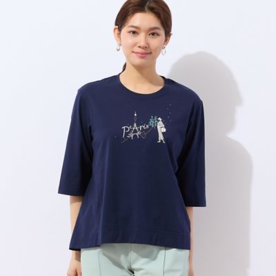【洗える】Ｌｏｂｉｎ　エッフェル塔柄Ｔシャツ（１２１２３５０３）