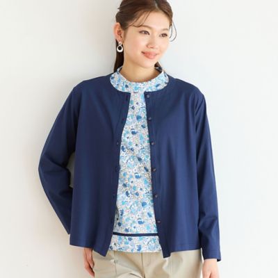 【洗える・日本製・一部店舗限定】カバリエレ・アズーロ花柄コットンＴシャツ（１２１２３５２１）