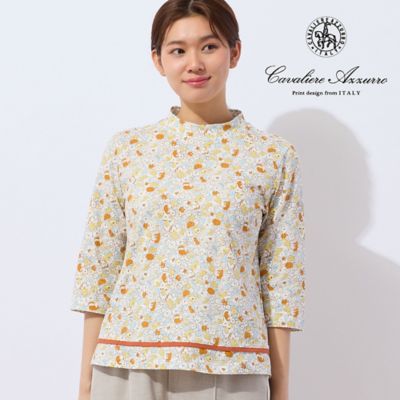 LOBJIE (Women)/ロブジェ 【洗える・日本製・一部店舗限定】カバリエレ・アズーロ花柄コットンＴシャツ（１２１２３５２１）
