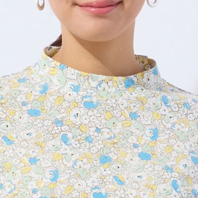 【洗える・日本製・一部店舗限定】カバリエレ・アズーロ花柄コットンＴシャツ（１２１２３５２１）