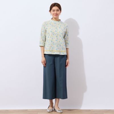 【洗える・日本製・一部店舗限定】カバリエレ・アズーロ花柄コットンＴシャツ（１２１２３５２１）