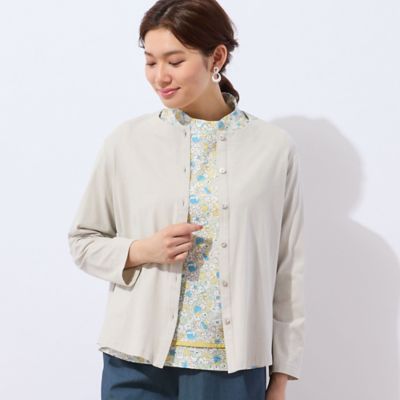 【洗える・日本製・一部店舗限定】カバリエレ・アズーロ花柄コットンＴシャツ（１２１２３５２１）