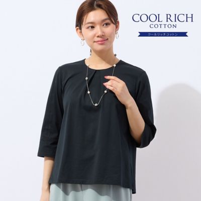 ＜LOBJIE (Women)＞【洗える・接触冷感】ハシゴレースつきカットソー（１２１２３５２３）