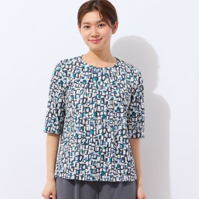 【洗える・日本製・セットアップ可能】幾何柄Ｔシャツ（１２１２３５４２）