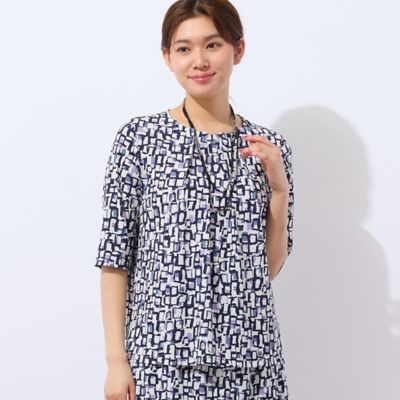 【洗える・日本製・セットアップ可能】幾何柄Ｔシャツ（１２１２３５４２）