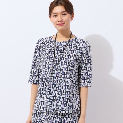 【洗える・日本製・セットアップ可能】幾何柄Ｔシャツ（１２１２３５４２）