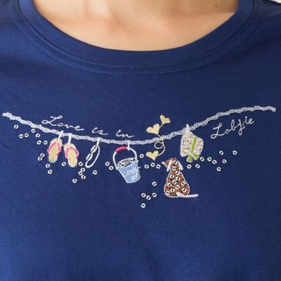 洗える・綿100％・日本製】モチーフ刺繍Tシャツ（12123601