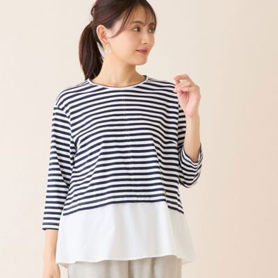 ＜LOBJIE (Women)＞【洗える・日本製】レイヤード風プルオーバー（１２１２３６０２）