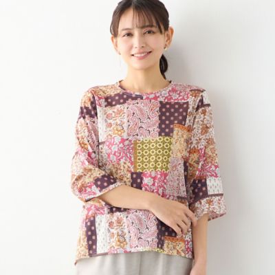 ＜LOBJIE (Women)＞【洗える・日本製】プロヴァンス柄チュールプルオーバー（１２１２３６０３）