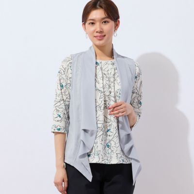 【洗える・日本製】ラインフラワーＴシャツ（１２１２４５２１）