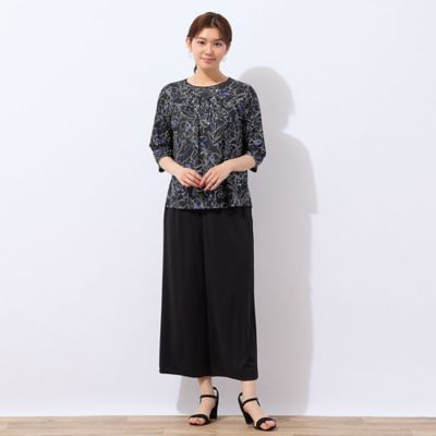 【洗える・日本製】ラインフラワーＴシャツ（１２１２４５２１）
