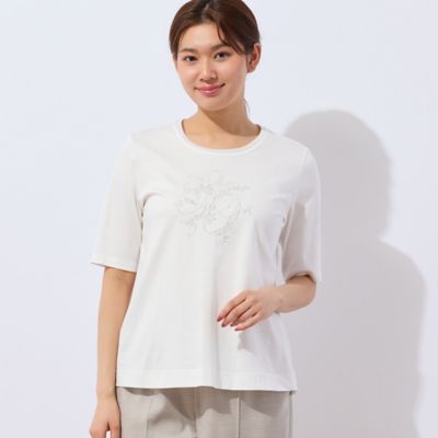 【洗える・日本製】花文字刺繍Ｔシャツ（１２１２４５２２）