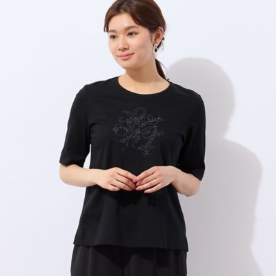 【洗える・日本製】花文字刺繍Ｔシャツ（１２１２４５２２）