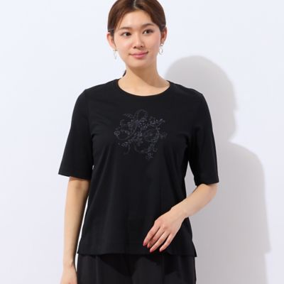 【洗える・日本製】花文字刺繍Ｔシャツ（１２１２４５２２）