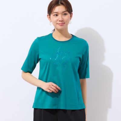 【洗える・日本製】花文字刺繍Ｔシャツ（１２１２４５２２）