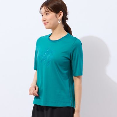 【洗える・日本製】花文字刺繍Ｔシャツ（１２１２４５２２）