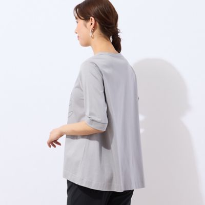 【洗える】花刺繍ＡラインＴシャツ（１２１２４５２３）