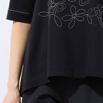 【洗える】花刺繍ＡラインＴシャツ（１２１２４５２３）