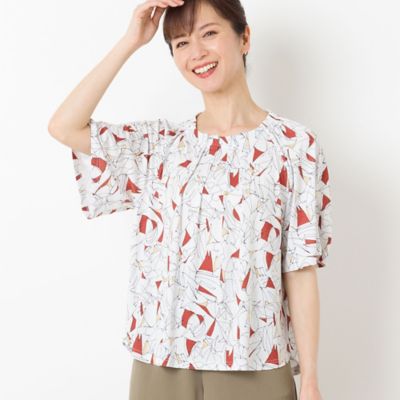ジオメトリック柄フレアスリーブＴシャツ（１２１２５４０１）