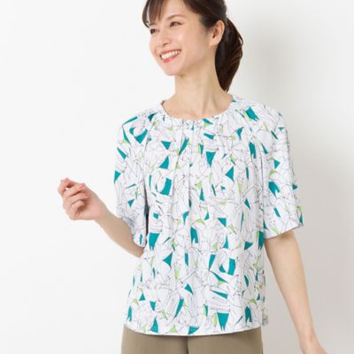 ジオメトリック柄フレアスリーブＴシャツ（１２１２５４０１）