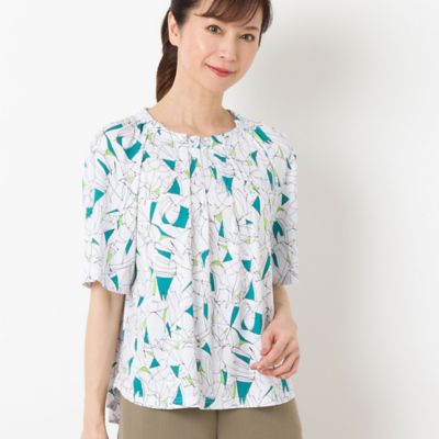 ジオメトリック柄フレアスリーブＴシャツ（１２１２５４０１）