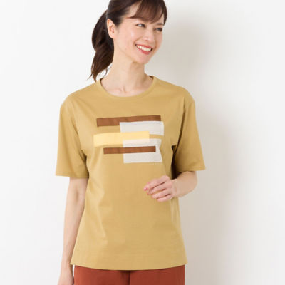 ＜LOBJIE (Women)＞リボン刺繍コットンＴシャツ（１２１２５４１１）