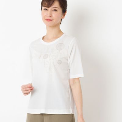 スパンコール刺繍　シルケットスムースＴシャツ（１２１２５４３１）