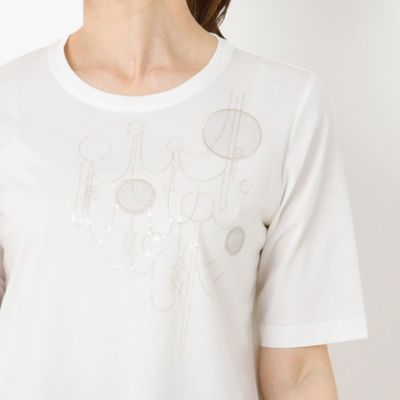 スパンコール刺繍　シルケットスムースＴシャツ（１２１２５４３１）