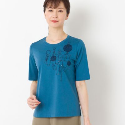 スパンコール刺繍　シルケットスムースＴシャツ（１２１２５４３１）