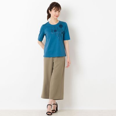 スパンコール刺繍　シルケットスムースＴシャツ（１２１２５４３１）